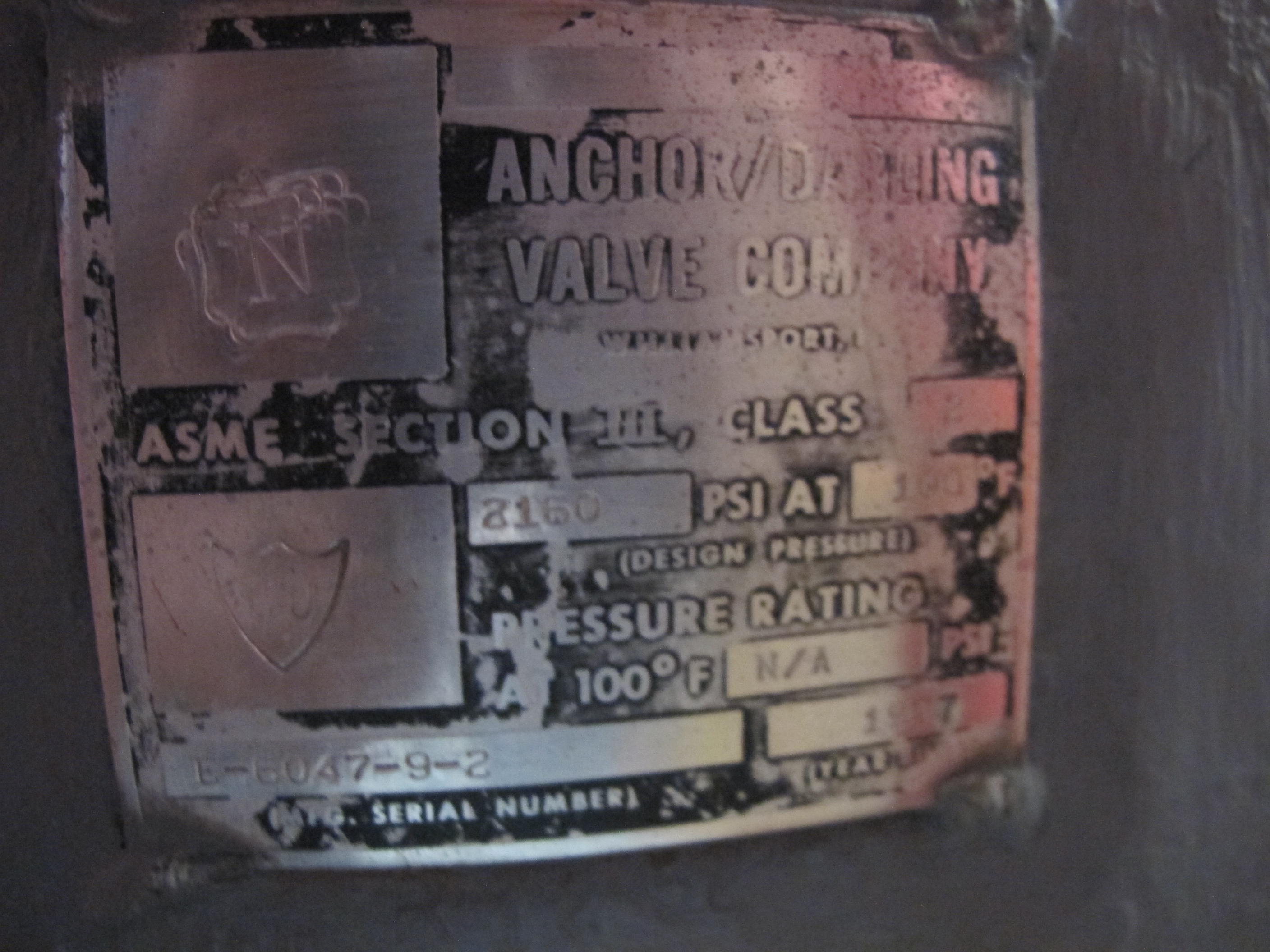 ANCHOR DARLING VALVE COMPANY CLASS 2 VALVE, TRAINING AID. LOADING & HANDLING FEE $15-4611